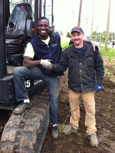 Manu is back at his landscaping job and is sending the funds to his village. Photo: Sue Watson
