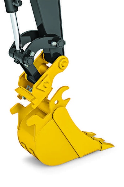 John Deere says its new hydraulic coupler boosts the productivity of compact excavators. Photo: John Deere