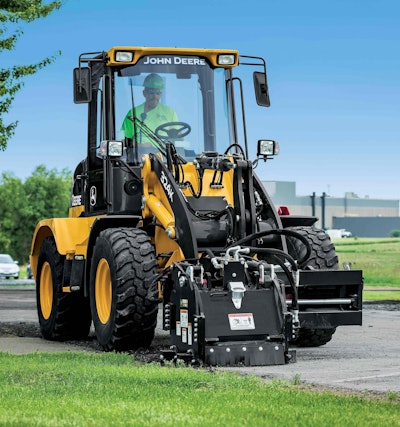 The new John Deere cold planer attachment comes in four models, all of which surpass the performance of the predecessor series. Photo: John Deere