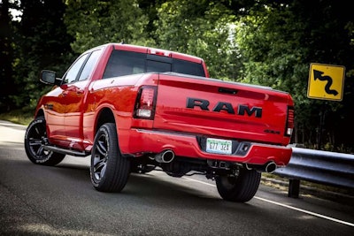 Ram Sport features on the Night truck include a rear bumper with dual chrome exhaust tips. Photo: FCA US LLC