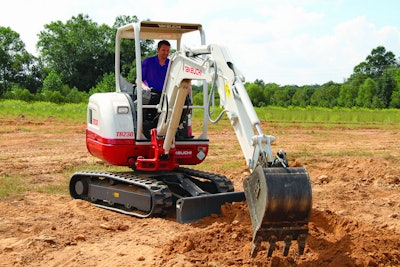 Compact equipment maker Takeuchi’s products include this TB 230 excavator. Photo: Takeuchi