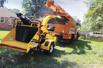 The new gas-powered brush chipper is designed to process limbs up to 12 inches in diameter. Photo: Vermeer