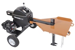 The new log splitter features a high-strength steel, 32-inch wide table with heavy-duty stand. Photo: Woods