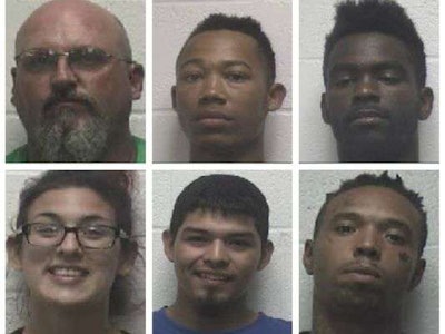 Billy Brown, Jr., DeAngelo Bell, William Bell, Rosa Cerda, Joel Guzman, and Andrecus Dickerson were all arrested for aggravated assualt. Photo: Robertson County Jail