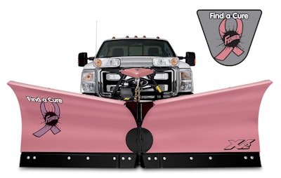 Sales of the Fisher XV2 v-plow and pink lift arm kits will last throughout the month of October. Photo: Fisher Engineering