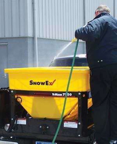 Washing out your spreader will save you from trouble down the road. Photo: SnowEx