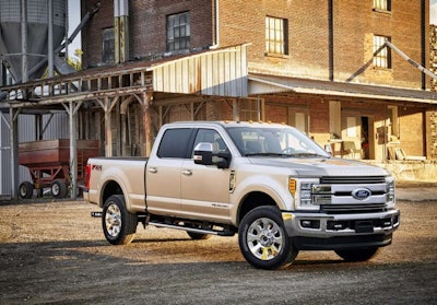 Shining at the show: the 2017 Ford F-350 Super Duty King Ranch Crew Cab 4×4 single-rear-wheel pickup. Photo: Ford