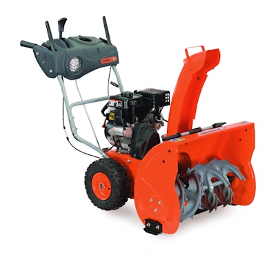 The 26-inch snow blower comes with an LED light and cup holder. Photo: YARDMAX