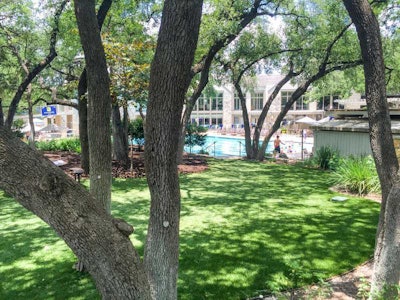 Texas Custom Turf installed this artificial grass landscaping at Westwood Country Club in Austin, Texas. Photo: PRNewsFoto/Synthetic Grass Warehouse Inc.