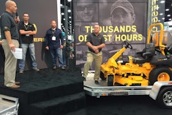 A few of the 100 landscape contractors who worked with Cub Cadet in testing the new machines were on hand for the PRO Z Series’ debut at GIE+EXPO. Photo: David Rountree
