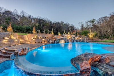 Greenworks Landscaping’s project was designed by Kyle Peek, owner of Peek Pools & Spas. Photo: ICPI