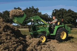 The 3025E model features a two-range hydrostatic transmission, eliminating the need for clutching. Photo: John Deere