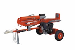 YARDMAX’s gas-powered log splitters come with a pair of log cradles. Photo: YARDMAX