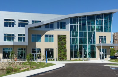 The Culinary/Allied Health Building at Kalamazoo Valley Community College now features a three-story green wall. Photo: LiveWall
