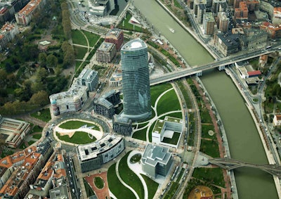 The Abandoibarra masterplan transformed a derelict harbor into Bilbao’s greenest neighborhood. Photo: Balmori Associates