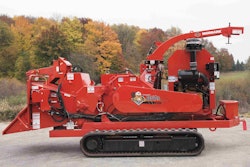 The company’s existing M18R chipper has been outfitted with rubber tracks. Photo: Morbark