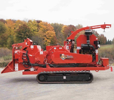 The company’s existing M18R chipper has been outfitted with rubber tracks. Photo: Morbark