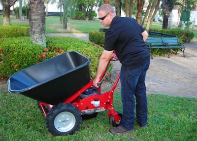 Sarlo Power Mowers says its new wheelbarrow can easily handle loads up to 500 pounds.