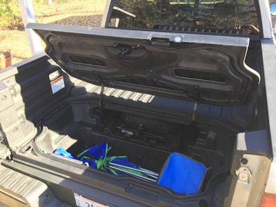 The in-bed trunk allows for extra storage.