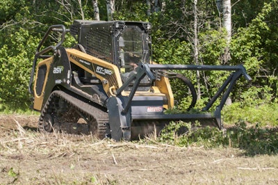 ASV says its new RT-120 ‘Forestry’ Posi-Track CTL efficiently handles tasks such as mulching and brush cutting while working in mud or snow. Photo: ASV LLC