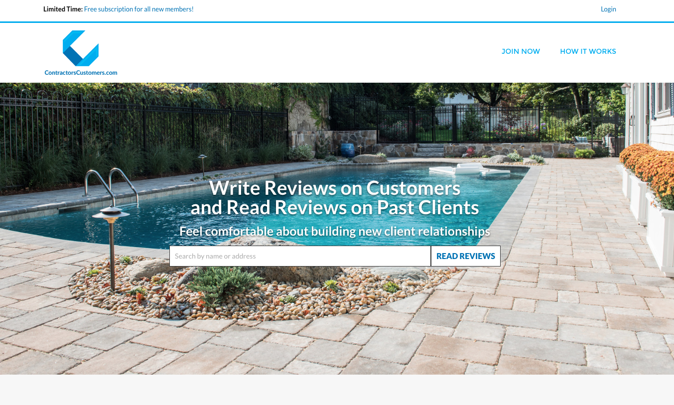 Contractors Customer's Company Home Page Featuring a Backyard Swimming Pool