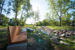 One of the features at St. Patrick’s Island Park is the Lowland Channel – a seasonal riparian wetland at the heart of the island, with an elevated boardwalk for no-impact access to the wetland and the Gallery Forest, an important habitat for nesting eagles, owls and songbirds. Photo: Calgary Municipal Land Corporation