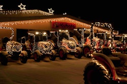 The light show even uses the tractor’s headlights as part of the performance. Photo: Messick Farm Equipment