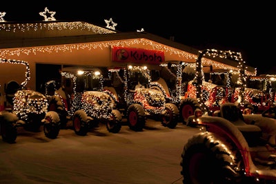 The light show even uses the tractor’s headlights as part of the performance. Photo: Messick Farm Equipment