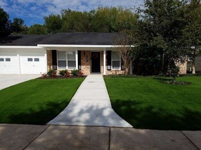 Front yard installation by Turf Supply USA in Houston, Texas.