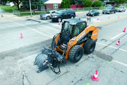 The SV340 skid steer is the largest-ever Case skid steer, beefed up to run high-flow attachments, such as this cold planer, with ease.