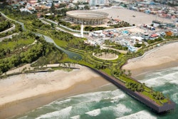 The Coastal Border Beautification area would have a public park to be shared by citizens of both nations and a pier. Photo: DOMO Architecture + Design