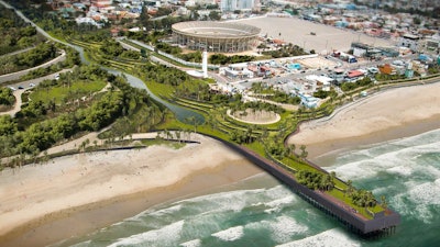 The Coastal Border Beautification area would have a public park to be shared by citizens of both nations and a pier. Photo: DOMO Architecture + Design