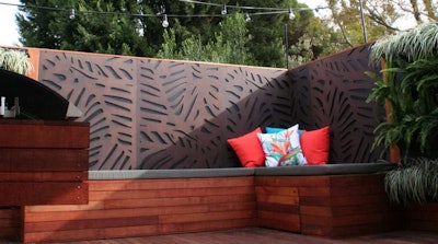 The weather-proof modular panels, which are made of a hardwood composite, are ready-to-install components of decorative screens. Photo: OutDeco USA