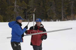 Snow surveyors with the California Department of Water Resources perform surveys to determine the snow-water content level. Photo: California Department of Water Resources