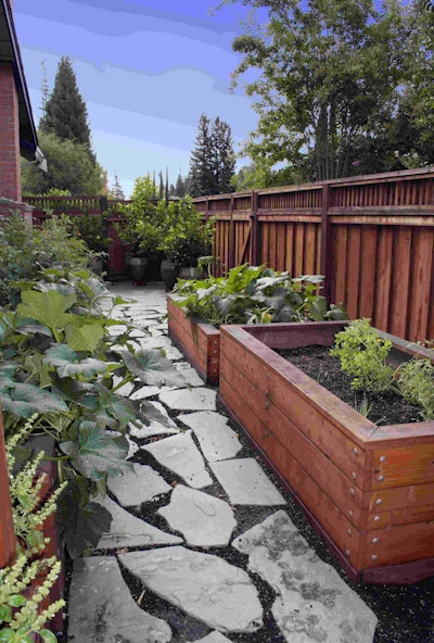 Raised planter beds constructed with redwood gives customers peace of mind knowing it is naturally free of harmful chemicals. Photo: Humboldt Redwood Company