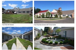 Landscape redesign, construction and installation comprised a substantial share of the comprehensive restoration of a 1970s-era senior housing development. These before-and-after shots provide a feel for the scope of the project, which was overseen by Pike Development Co. of Paterson, New Jersey. Photo: PRNewswire/Pike Development Co.