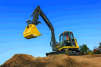 Both the 75G and 85G (shown here) are powered by a 57-horsepower Tier 4 Final diesel engine. Photo: John Deere