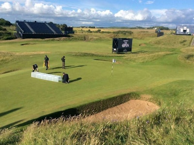STRI conducts performance testing at the Open 2016 at Royal Troon in Scotland. Photo: STRI Group