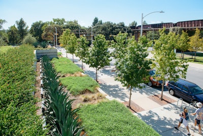 BrightView Landscape Development was recognized for its work on the Seaholm Power Plant renovation in Austin, Texas, which was honored with a Gold Award from the Texas Nursery & Landscape Association. Photo: BrightView