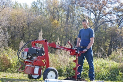 Little Beaver’s UN-Towable Drill is an economical and easily transportable solution for one-man hole digging projects. Photo: Little Beaver