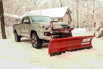 The WESTERN DEFENDER compact snowplow is designed to fit mid-size pickups and SUVs. Photo: Western Products