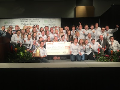 Brigham Young University won the $5,000 check from STIHL. Photo: Jill Odom