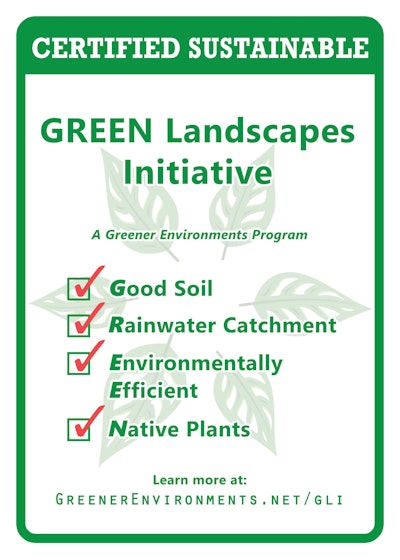 GREEN Landscape Initiative Placard for certified sustainable businesses