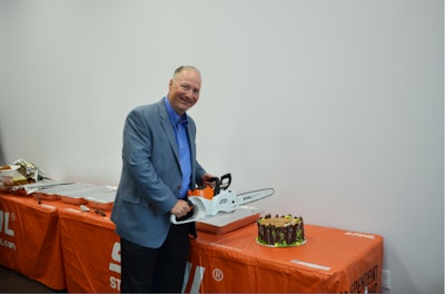 Steve Merriam celebrated the opening of their new Northeast STIHL facility on March 31, 2017. Photo: STIHL Inc.