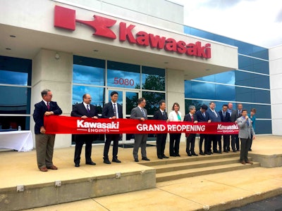 Various Kawasaki managers and executives gathered for the ribbon cutting on May 18. Photo: Jill Odom