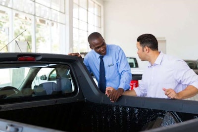 Landscaping Business Owner Picking Out His Work Truck