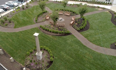 The column seen here was salvaged from the demolished mansion. Photo: Porous Pave