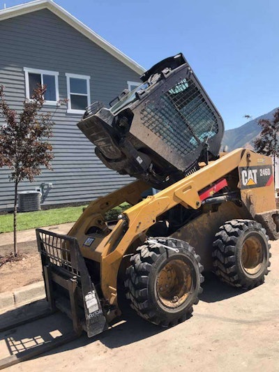 The crew from Green Forest Landscaping found the litter underneath the skid steer cab. Photo: Ashley Valley Community Cats