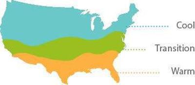 Map of turf grass growing zones.