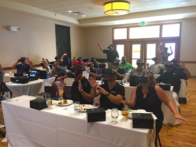 Users explore their surroundings while using virtual reality viewers. Photo: Belgard